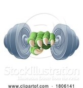 Vector Illustration of Cartoon Claw Dumb Bell Gym Weight Dumbbell Monster Hand by AtStockIllustration