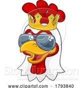 Vector Illustration of Cartoon Cool King Chicken Rooster Cockerel Bird Cartoon by AtStockIllustration