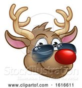 Vector Illustration of Cartoon Cool Reindeer Christmas Character Shades by AtStockIllustration