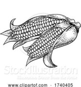 Vector Illustration of Cartoon Corn Vegetable Vintage Woodcut Illustration by AtStockIllustration