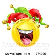 Vector Illustration of Cartoon Court Jester Joker Fool Emoticon Icon by AtStockIllustration