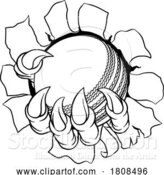 Vector Illustration of Cartoon Cricket Ball Claw Monster Animal Hand by AtStockIllustration