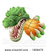 Vector Illustration of Cartoon Crocodile Dinosaur Alligator Basketball Mascot by AtStockIllustration