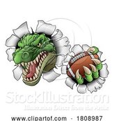 Vector Illustration of Cartoon Crocodile Dinosaur Alligator Football Sport Mascot by AtStockIllustration