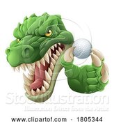 Vector Illustration of Cartoon Crocodile Dinosaur Alligator Golf Sports Mascot by AtStockIllustration