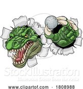 Vector Illustration of Cartoon Crocodile Dinosaur Alligator Golf Sports Mascot by AtStockIllustration