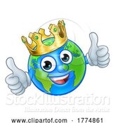 Vector Illustration of Cartoon Crown Earth Globe World Mascot Character by AtStockIllustration