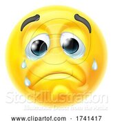 Vector Illustration of Cartoon Crying Sad Emoticon Face by AtStockIllustration