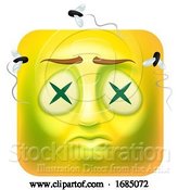 Vector Illustration of Cartoon Dead Square Emoticon by AtStockIllustration