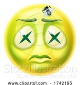 Vector Illustration of Cartoon Dead Zombie Emoticon Face by AtStockIllustration