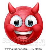 Vector Illustration of Cartoon Devil Emoji Emoticon Guy Face Icon Mascot by AtStockIllustration