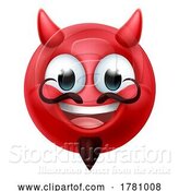 Vector Illustration of Cartoon Devil Emoji Emoticon Guy Face Icon Mascot by AtStockIllustration