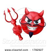 Vector Illustration of Cartoon Devil Emoji Emoticon Guy Face Icon Mascot by AtStockIllustration