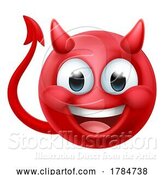 Vector Illustration of Cartoon Devil Emoji Emoticon Guy Face Icon Mascot by AtStockIllustration