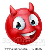 Vector Illustration of Cartoon Devil Emoji Emoticon Guy Face Icon Mascot by AtStockIllustration