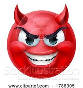 Vector Illustration of Cartoon Devil Emoji Emoticon Guy Face Icon Mascot by AtStockIllustration