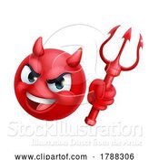 Vector Illustration of Cartoon Devil Emoji Emoticon Guy Face Icon Mascot by AtStockIllustration