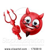 Vector Illustration of Cartoon Devil Emoji Emoticon Guy Face Icon Mascot by AtStockIllustration