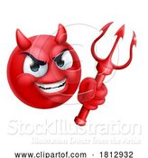 Vector Illustration of Cartoon Devil Emoji Emoticon Guy Face Icon Mascot by AtStockIllustration