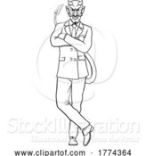 Vector Illustration of Cartoon Devil Evil Business Man in Suit by AtStockIllustration