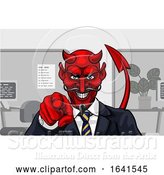 Vector Illustration of Cartoon Devil Evil Business Man in Suit Pointing by AtStockIllustration