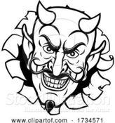 Vector Illustration of Cartoon Devil Satan Evil Mascot Face by AtStockIllustration