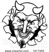 Vector Illustration of Cartoon Devil Satan Evil Mascot Face by AtStockIllustration