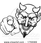 Vector Illustration of Cartoon Devil Satan Mascot Character Pointing by AtStockIllustration