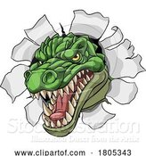 Vector Illustration of Cartoon Dinosaur Crocodile Alligator Lizard Sports Mascot by AtStockIllustration