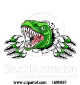 Vector Illustration of Cartoon Dinosaur T Rex or Raptor Mascot by AtStockIllustration