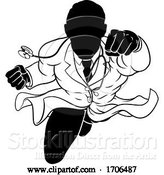 Vector Illustration of Cartoon Doctor Superhero Silhouette Medical Concept by AtStockIllustration