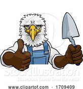 Vector Illustration of Cartoon Eagle Bricklayer Builder Holding Trowel Tool by AtStockIllustration