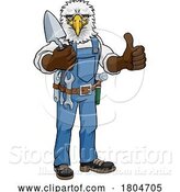 Vector Illustration of Cartoon Eagle Bricklayer Builder Holding Trowel Tool by AtStockIllustration