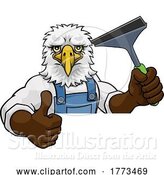 Vector Illustration of Cartoon Eagle Car or Window Cleaner Holding Squeegee by AtStockIllustration