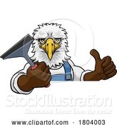 Vector Illustration of Cartoon Eagle Car or Window Cleaner Holding Squeegee by AtStockIllustration