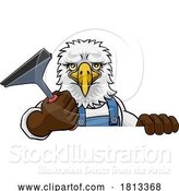 Vector Illustration of Cartoon Eagle Car or Window Cleaner Holding Squeegee by AtStockIllustration