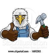 Vector Illustration of Cartoon Eagle Carpenter Handyman Builder Holding Hammer by AtStockIllustration