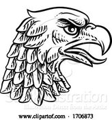 Vector Illustration of Cartoon Eagle Falcon Hawk or Phoenix Head Face Mascot by AtStockIllustration