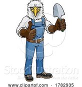 Vector Illustration of Cartoon Eagle Gardener Gardening Animal Mascot by AtStockIllustration