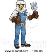 Vector Illustration of Cartoon Eagle Gardener Gardening Animal Mascot by AtStockIllustration