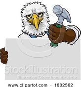 Vector Illustration of Cartoon Eagle Hammer Mascot Handyman Carpenter by AtStockIllustration