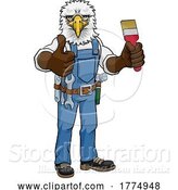 Vector Illustration of Cartoon Eagle Painter Decorator Holding Paintbrush by AtStockIllustration