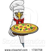 Vector Illustration of Cartoon Eagle Pizza Chef Restaurant Mascot Sign by AtStockIllustration