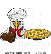 Vector Illustration of Cartoon Eagle Pizza Chef Restaurant Mascot Sign by AtStockIllustration