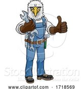 Vector Illustration of Cartoon Eagle Plumber or Mechanic Holding Spanner by AtStockIllustration