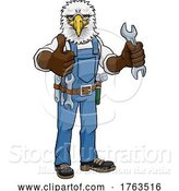 Vector Illustration of Cartoon Eagle Plumber or Mechanic Holding Spanner by AtStockIllustration