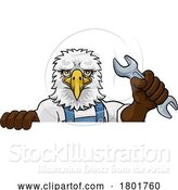 Vector Illustration of Cartoon Eagle Plumber or Mechanic Holding Spanner by AtStockIllustration