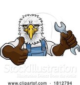 Vector Illustration of Cartoon Eagle Plumber or Mechanic Holding Spanner by AtStockIllustration