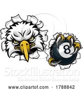 Vector Illustration of Cartoon Eagle Pool 8 Ball Billiards Mascot Cartoon by AtStockIllustration