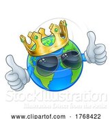 Vector Illustration of Cartoon Earth Globe Crown Sunglasses World Mascot by AtStockIllustration